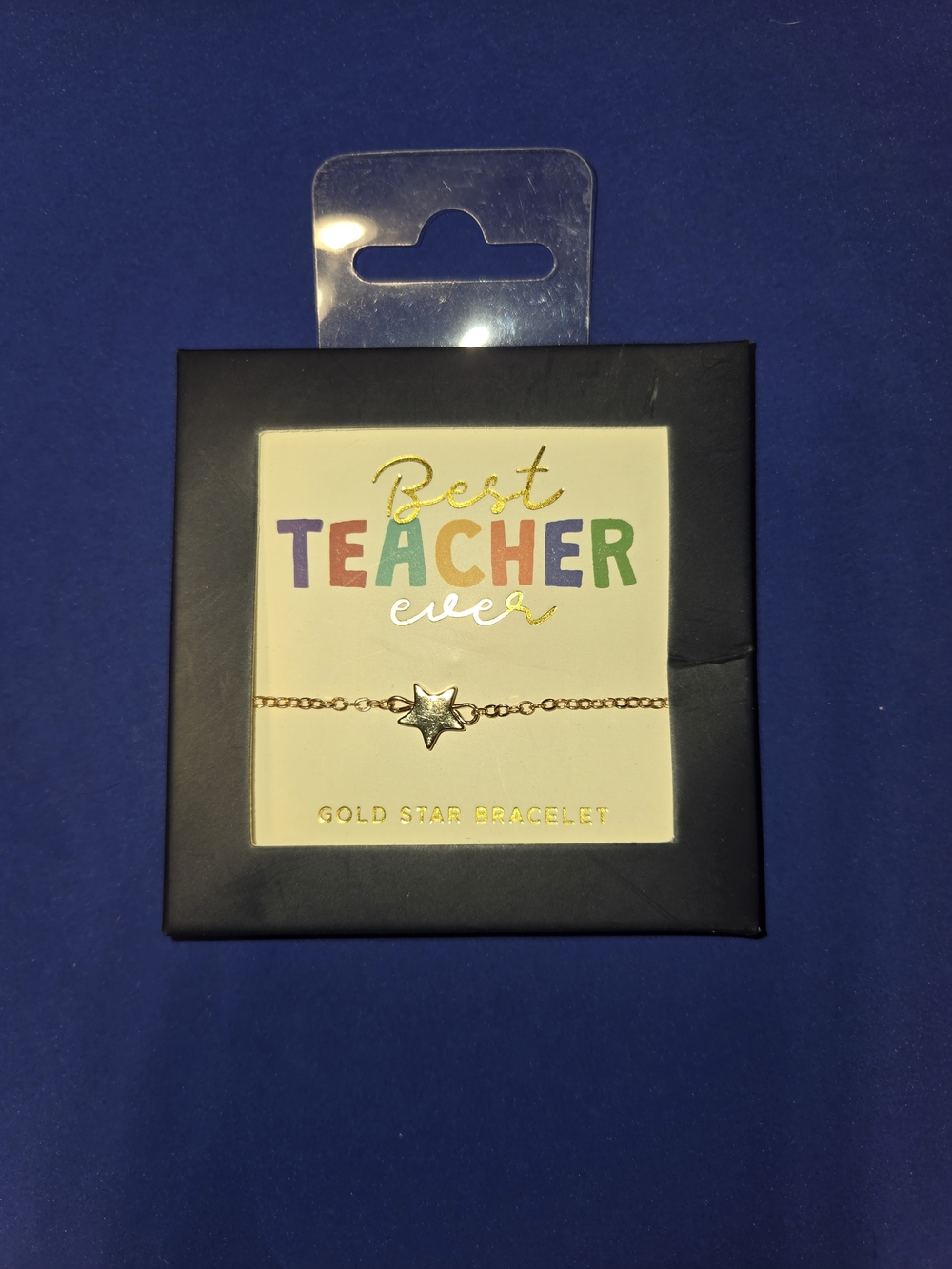 Eccolo Gold Star "Best Teacher" Bracelet with Multicolor Card